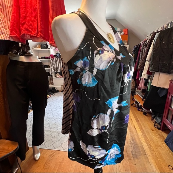 Cynthia Rowley Womens Medium Modern Wayercolor Floral Print Top - Picture 6 of 7